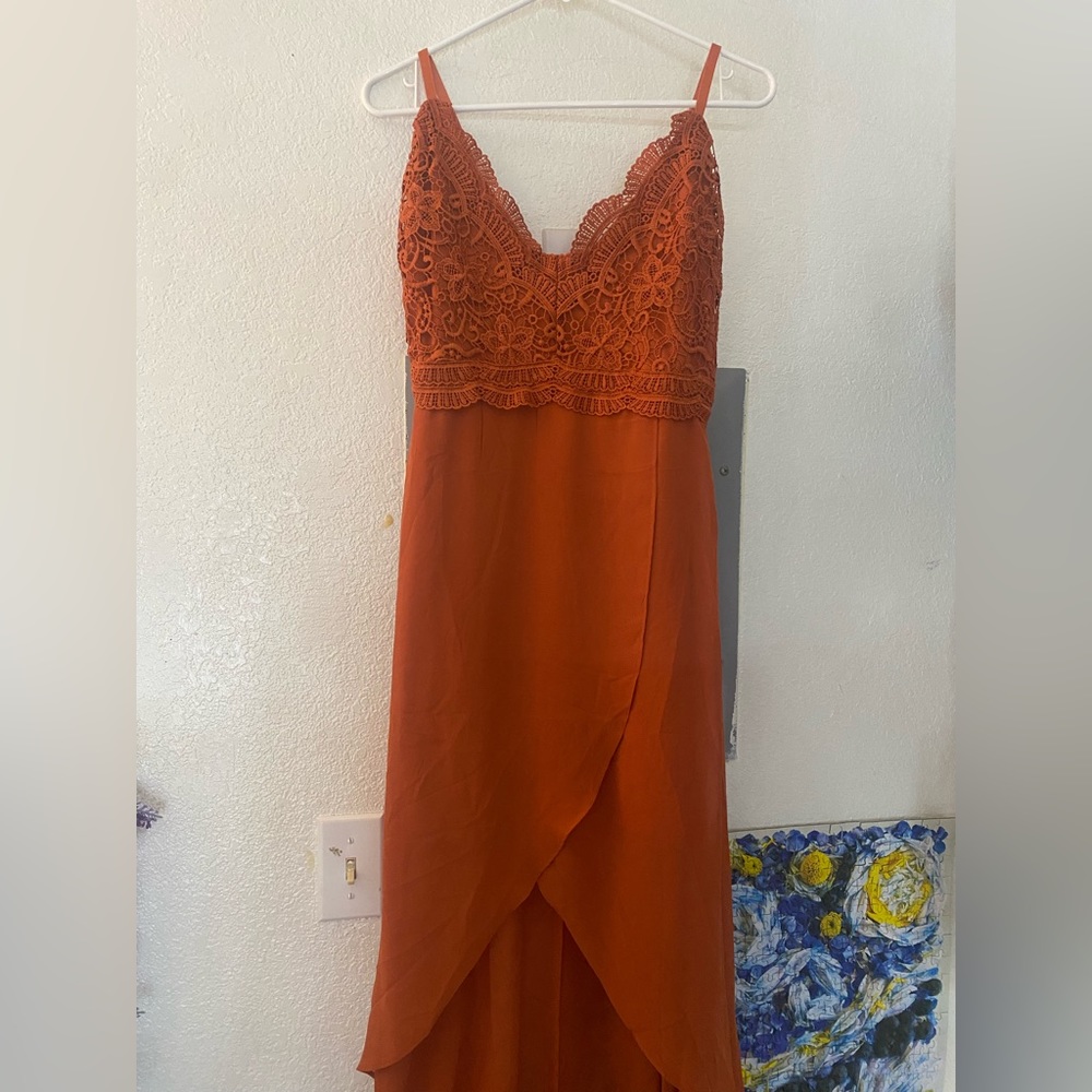 High low Dark Orange Dress